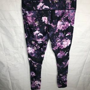 Fabletics Womens Gaviota Legging Purple Mesh Floral Print Pants Size Small